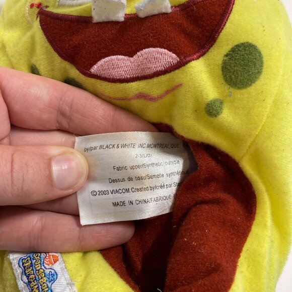 SpongeBob SquarePants Plush Slippers Nickelodeon 2003 Viacom Kids 2-3 Large - Picture 12 of 12